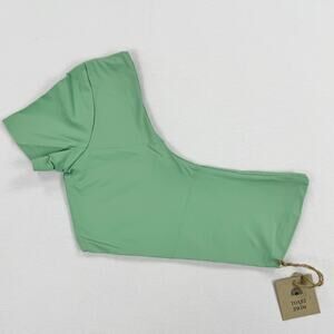 Free People Toast Swim Women’s One Shoulder Crop Top Small Ming Green